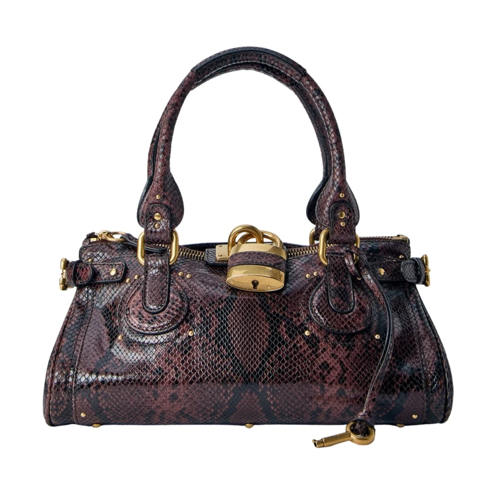 Chloé Women's Burgundy Paddington Embossed Python Effect Shoulder Bag - Woman Shoulder Bags One Size - Image 3