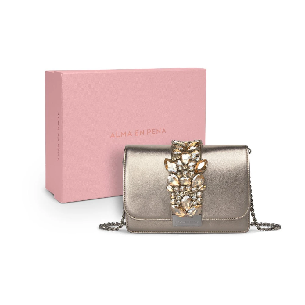 Alma en Pena Rhinestone clutch tas Brown Dames