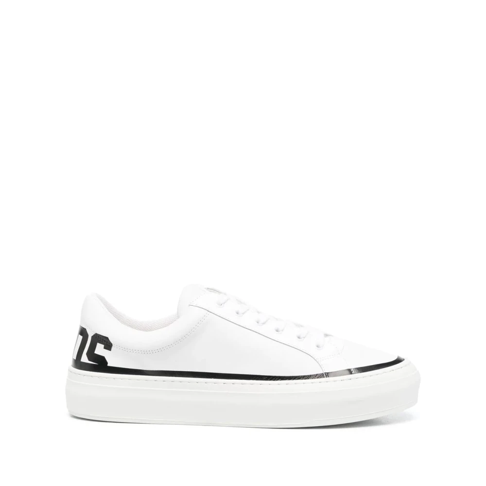 Gcds Witte Leren Logo Sneakers Heren Schoenen
