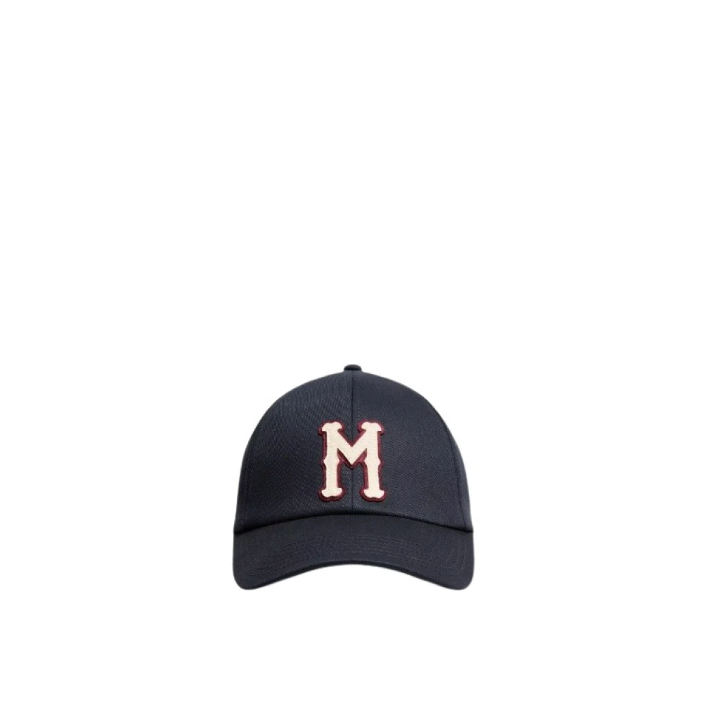 Moncler , Hats & Caps, Male, Blue, One Size, Cotton Gabardine Baseball Cap