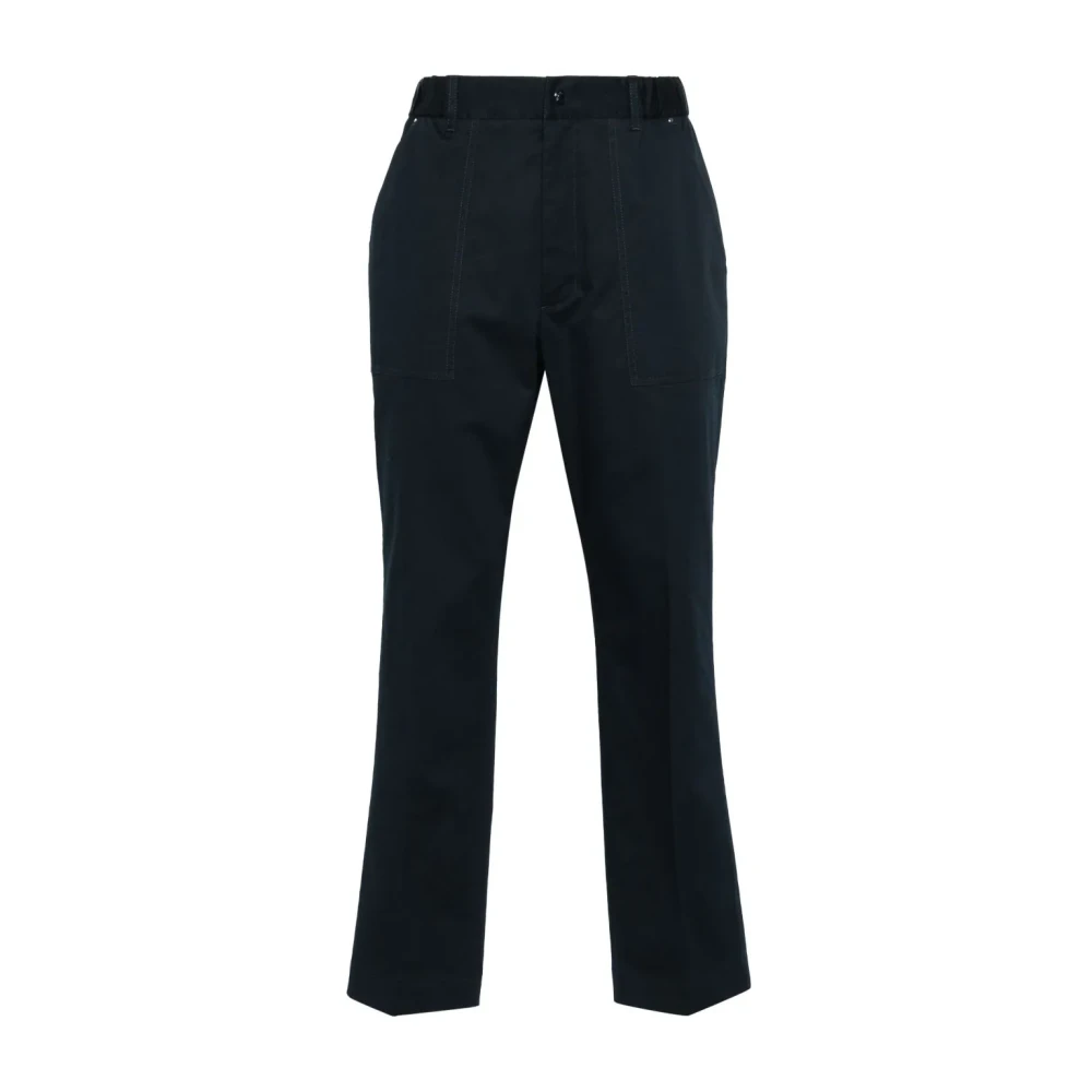 Moncler Marineblauwe Katoenmix Gabardine Broek Blue Heren