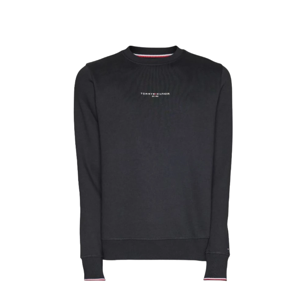 Tommy Hilfiger Zwarte Crew Neck Sweater Logo Black Heren
