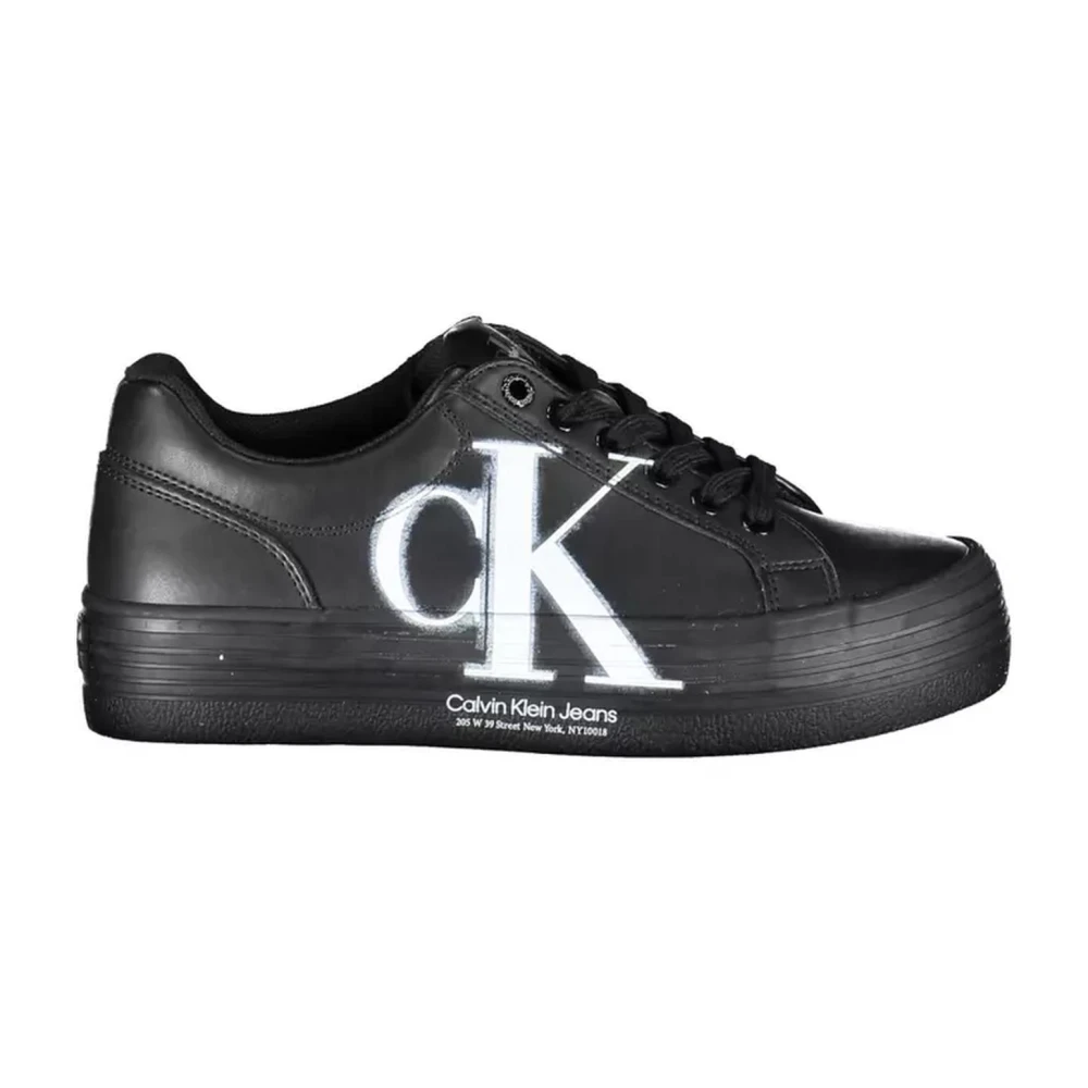 Calvin Klein Women's Black Polyester Sneaker With Contrasting Details