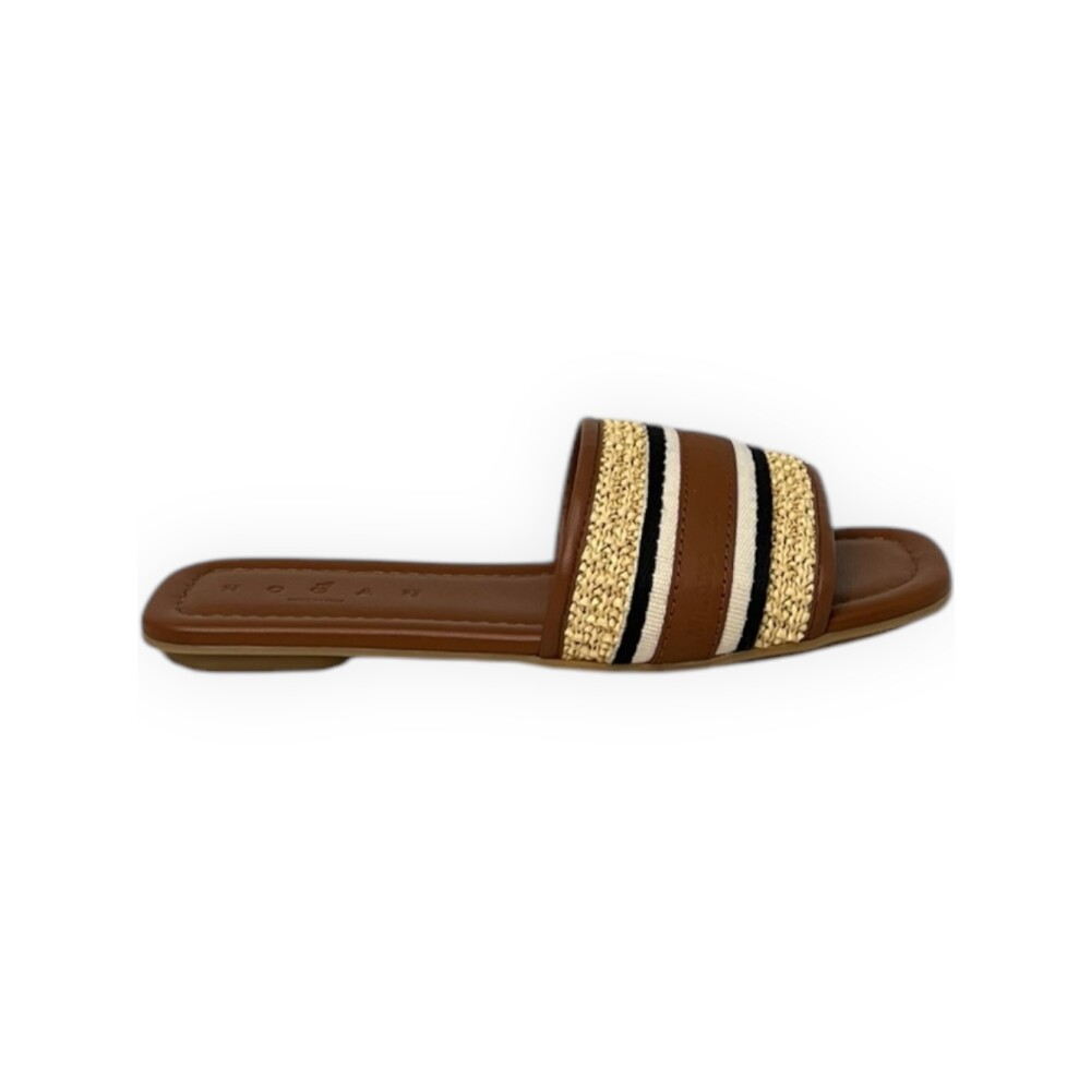 サンダル・ミュール Hogan Flat Sole Sandals With Wide Tassel-Adorned Strap Hogan Flat Sole Sandals With Wide Tassel-adorned Strap In