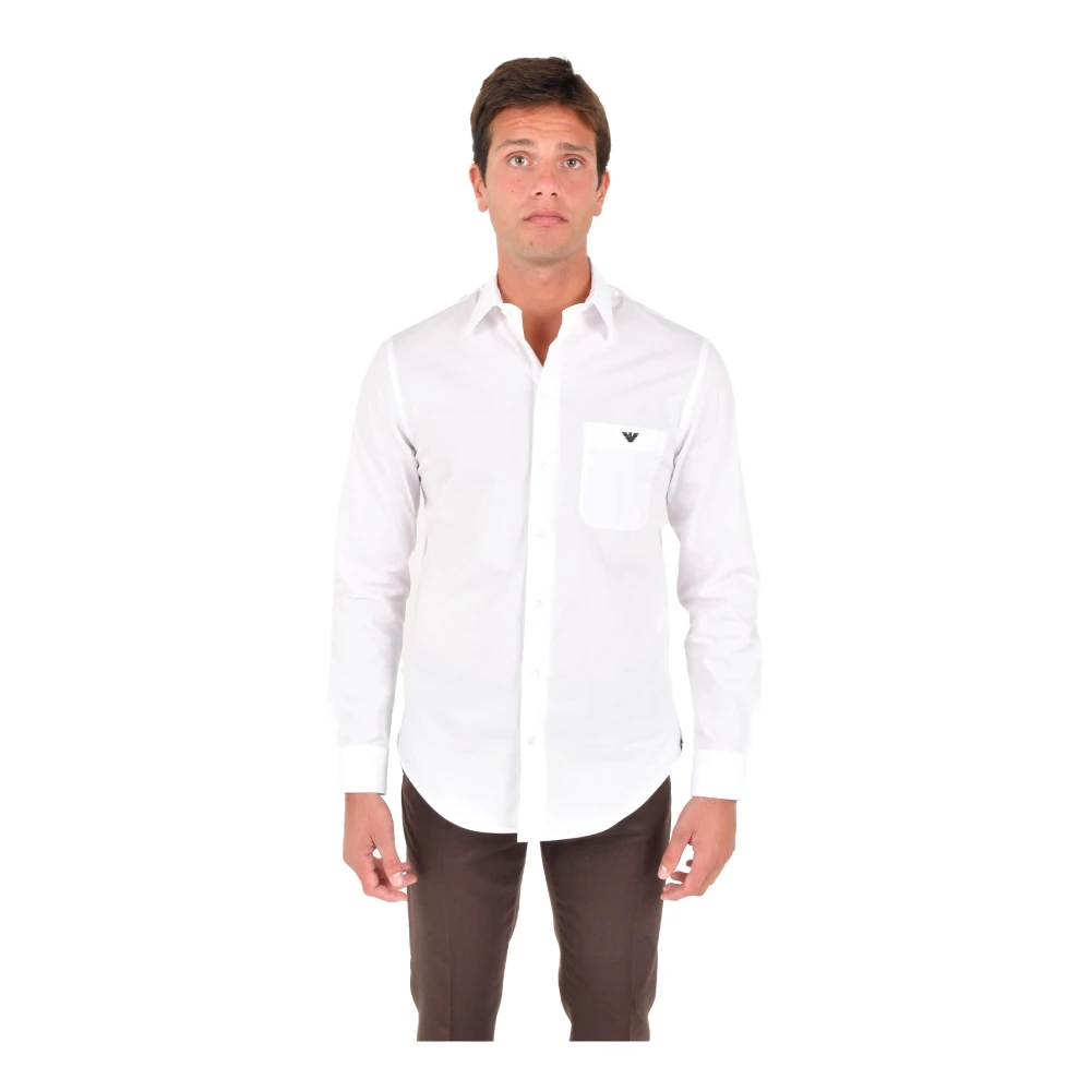 Emporio Armani Men's White Casual Shirts, S, Casual Shirt