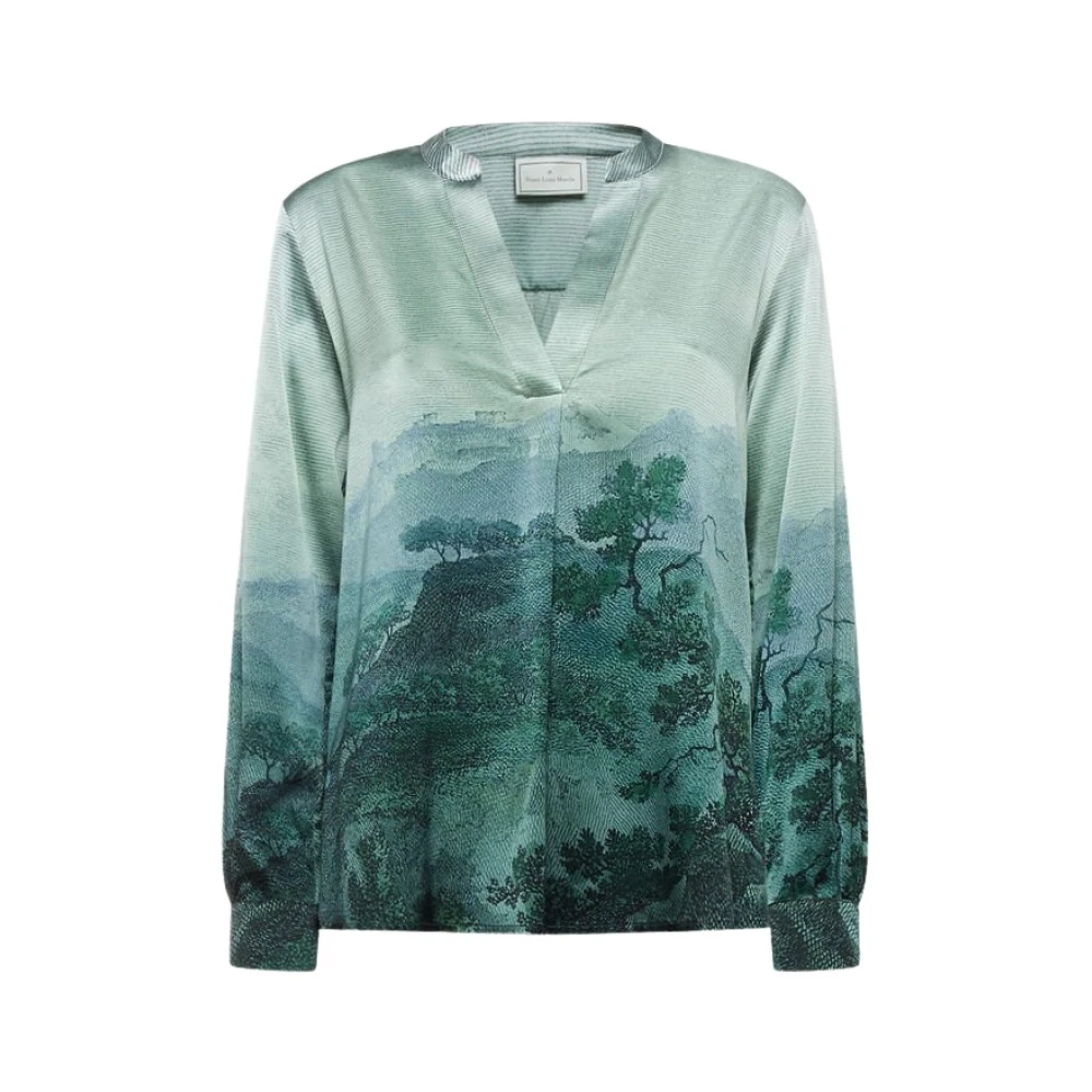 Pierre-Louis Mascia Women's Green Blouses, S, Adastrgum Longsleeve Shirt