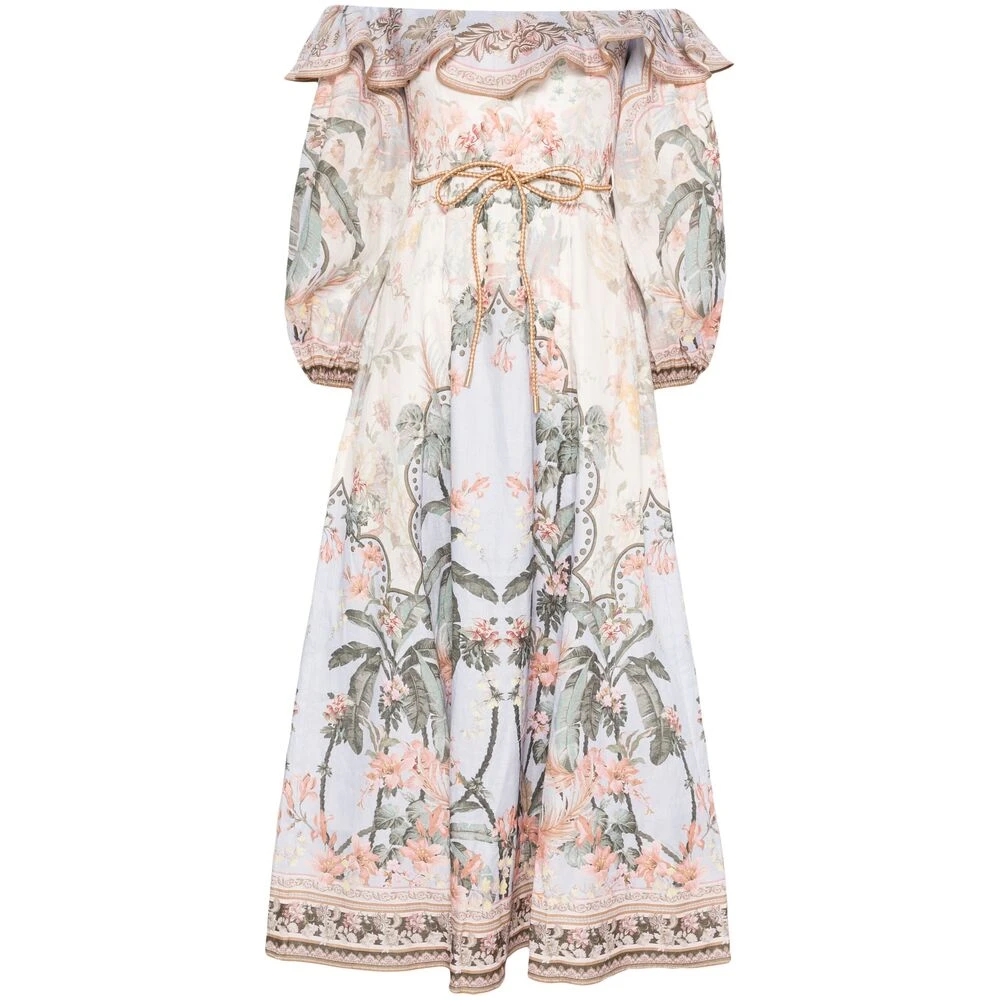 Zimmermann Bloemen Off-Shoulder Jurk Multicolor Dames