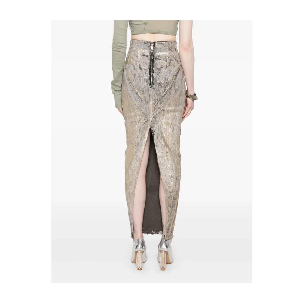 Rick Owens Gouden Rok met Rafelzoom Yellow Dames