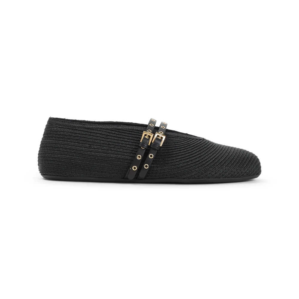 Alaïa Donna Nero - Ballerine Nere In Paglia Di Carta - Shoes - 40 Eu