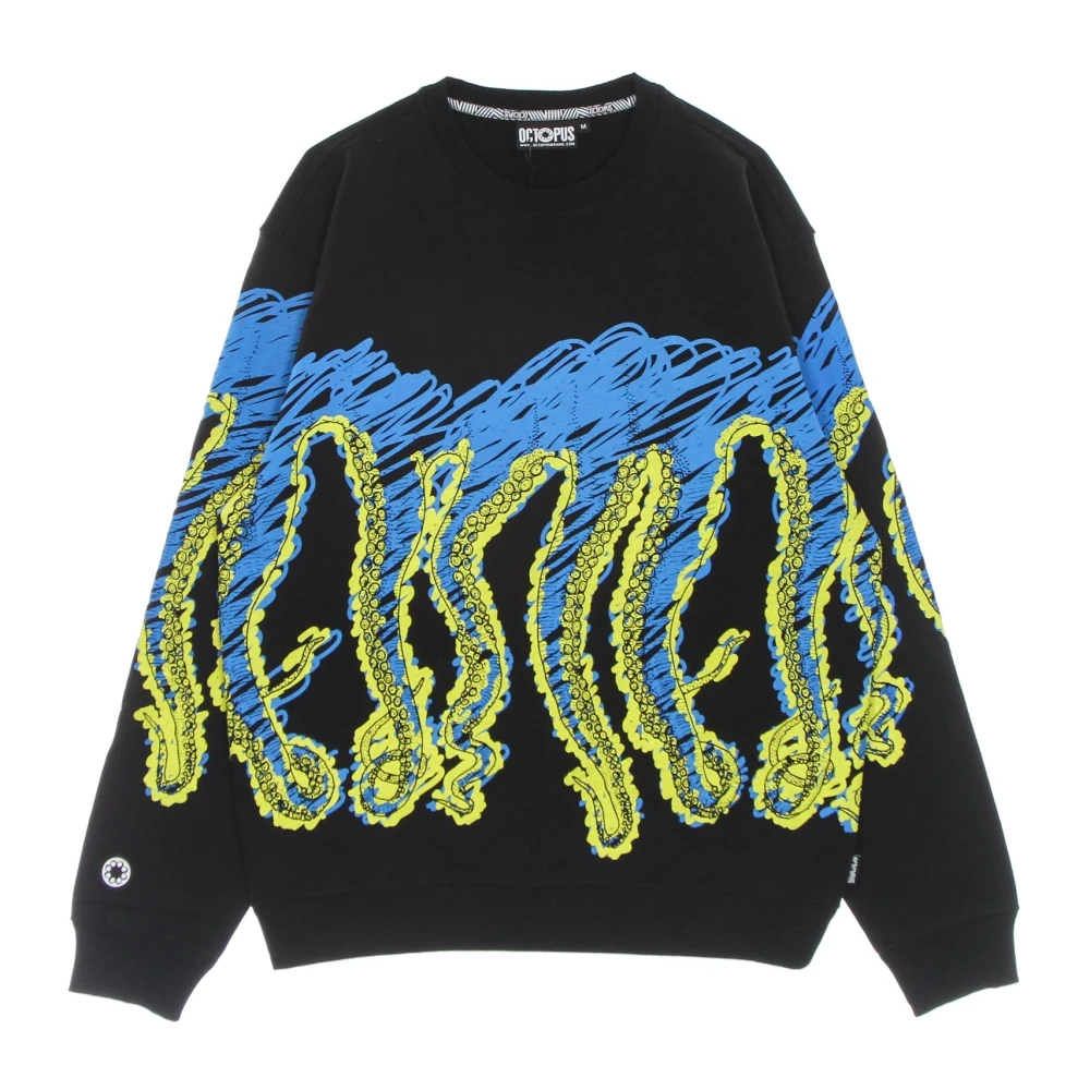 Octopus Men's Multicolor Black Lightweight Crewneck Sweatshirt With Logo - Sweatshirts - Xl - Sweatshirts & Hoodies