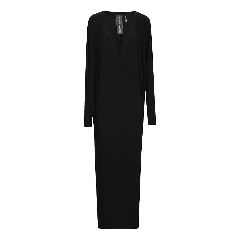 Norma Kamali Wrap Side Slit Jurk Black Dames