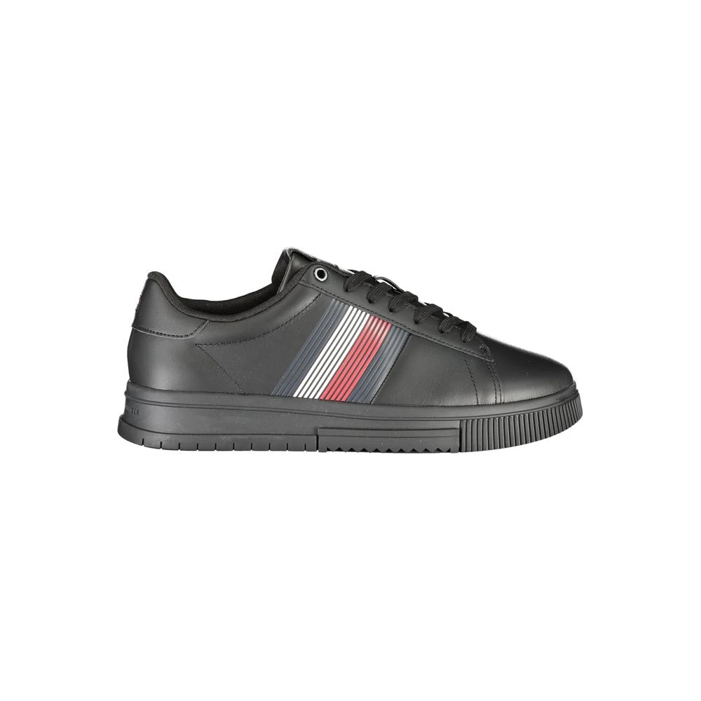 Tommy Hilfiger Men's Black Polyester Sneaker With Contrast Details