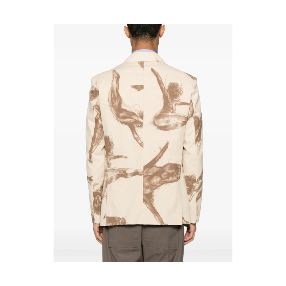 KidSuper Studios Beige Double-Breasted Jas met Zakken Beige Heren