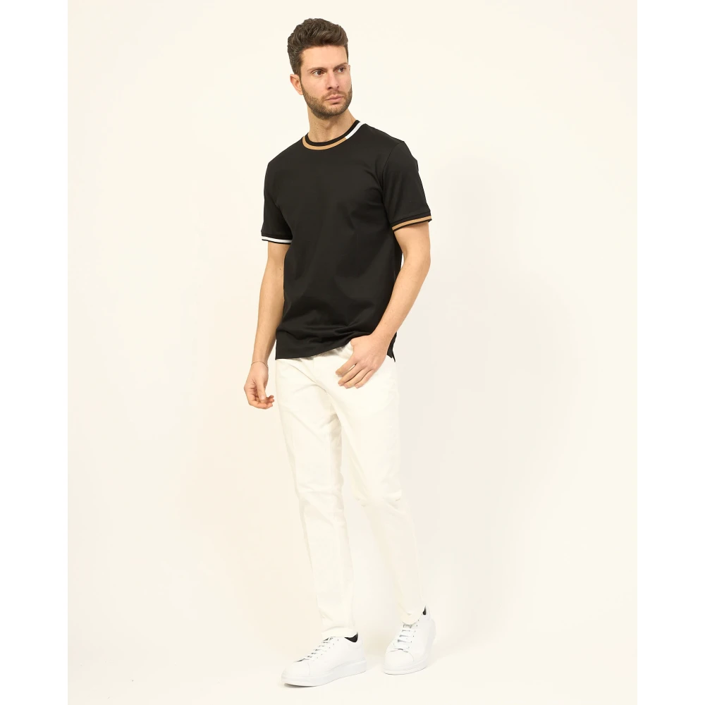 Boss Gestreept Zwart T-shirt Regular Fit Black Heren