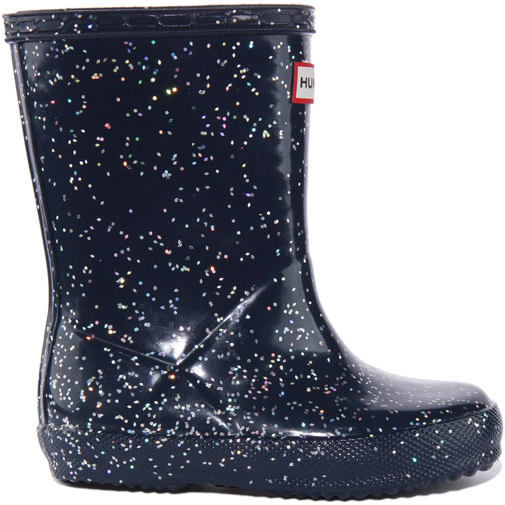 Hunter Unisex Kids Blue Kids Wellies, 23 Eu, Classic Glitter Wellington Rain Boots
