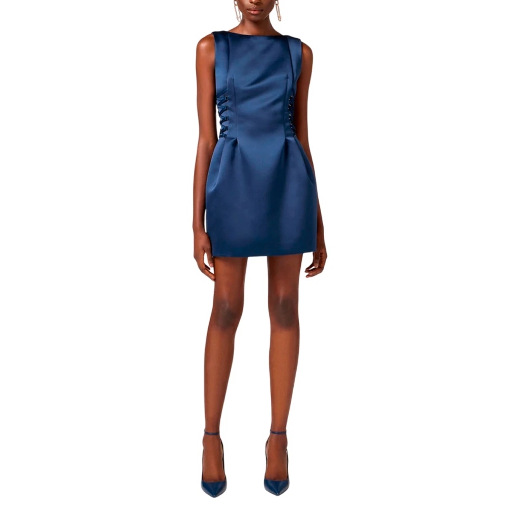 Elisabetta Franchi Stijlvolle Mouwloze Boothals Jurk Blue Dames