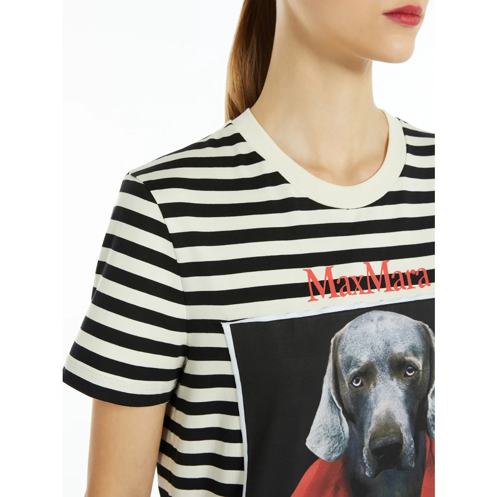 Max Mara Weimaraner Print Kortemouw T-shirt Multicolor Dames