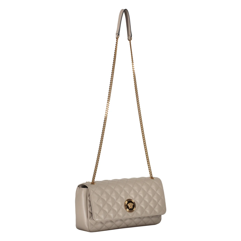 Versace Gewatteerde leren crossbodytas met ketting Beige Dames