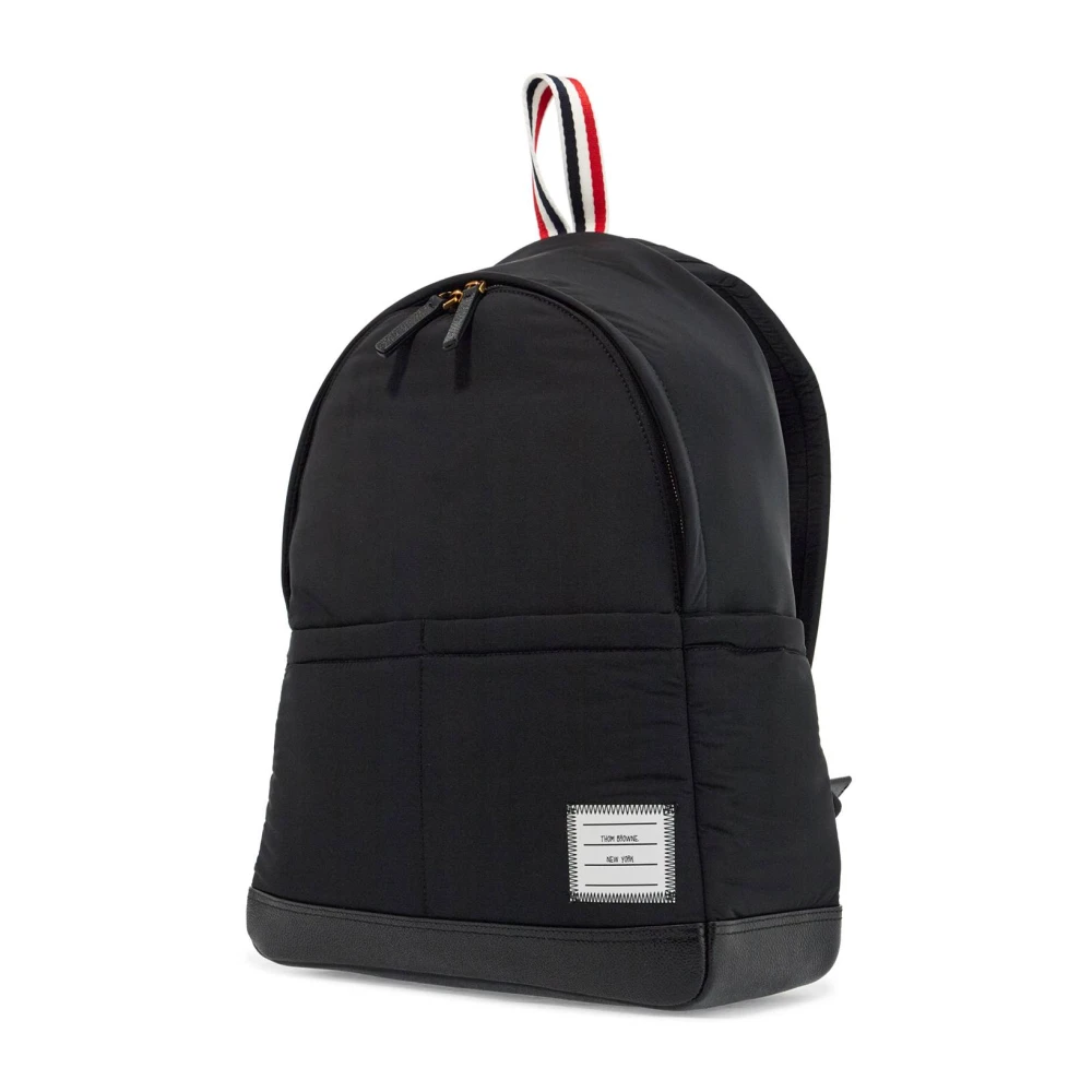 Thom Browne Elegante Multipocket Rugzak van Polyester en Leer Black Heren