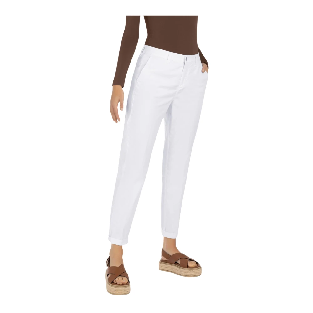 Mac White Cropped Trousers, Female, 2XS, Chino Turn Up Trousers
