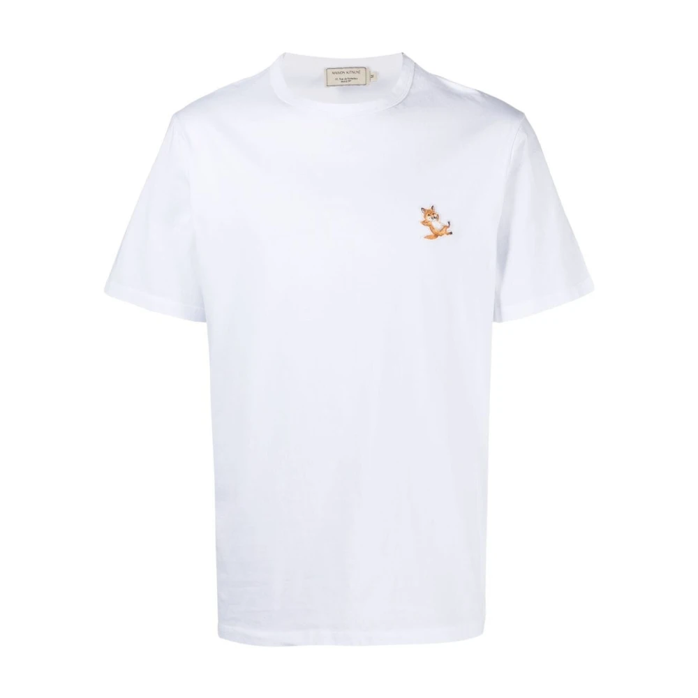 Maison Kitsuné Logobroderad T-Shirt - XS White, Herr