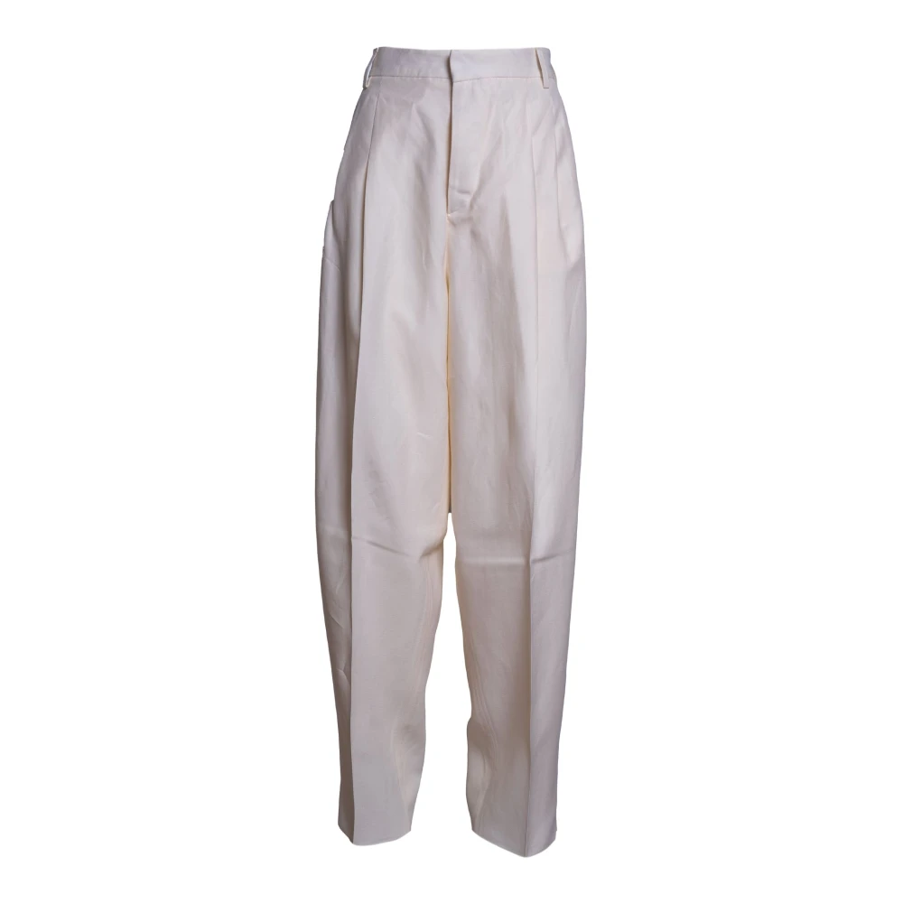Laneus Women's Beige Tapered Trousers, Xs, Pleated Trousers