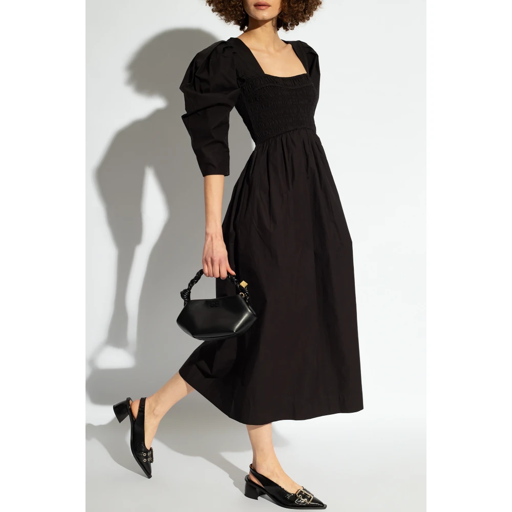 Ganni Jurk met pofmouwen Black Dames