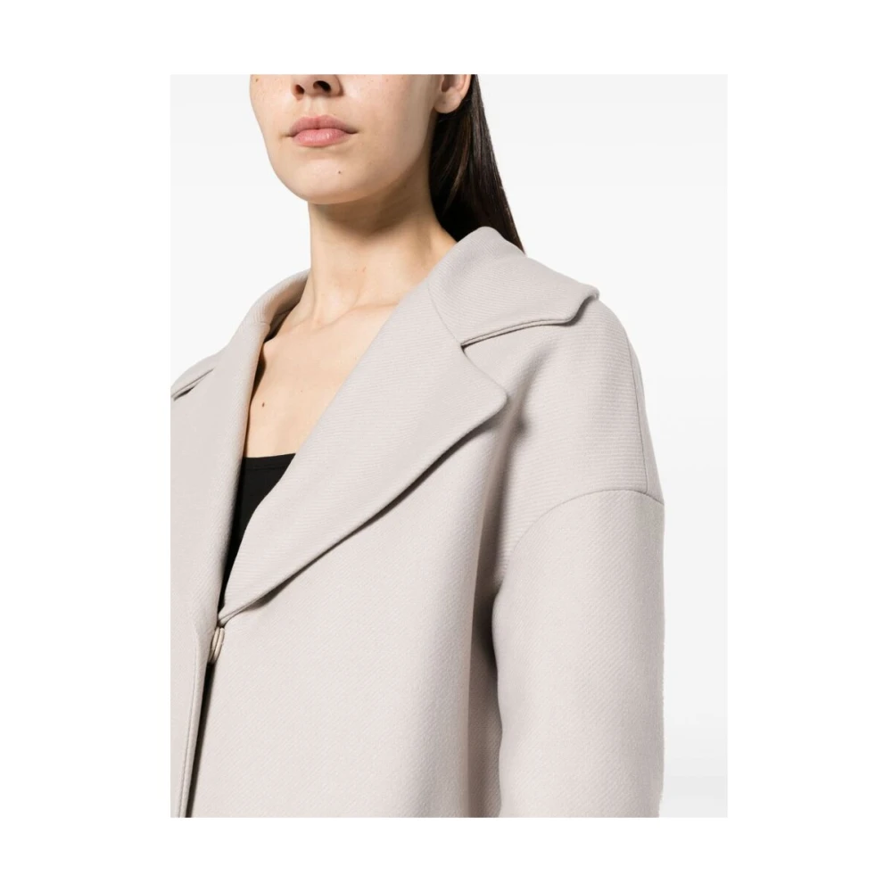 Herno Beige Wollen Jas met Afneembare Bib Beige Dames