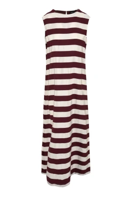 Elegant Beige/Bordeaux Klänning
