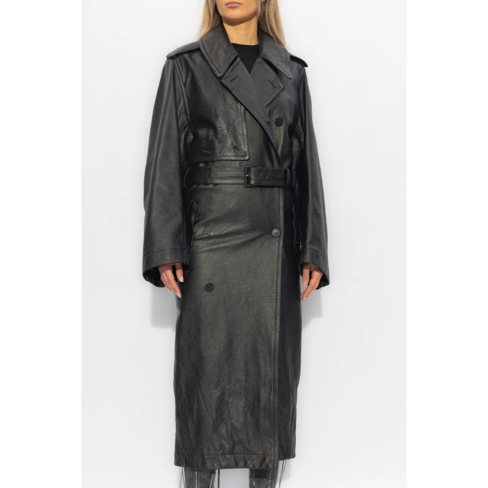 Balenciaga Leren Trenchcoat Black Dames