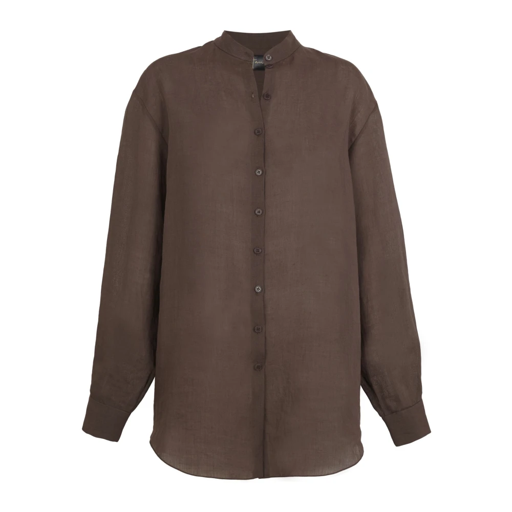 Cortana Women's Brown Raoul- Purple Ramie Shirt - Shirts - Xs - Blouses & Shirts