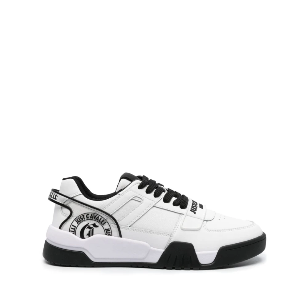 Just Cavalli Vita Sneakers med Kornigt Läder White, Herr