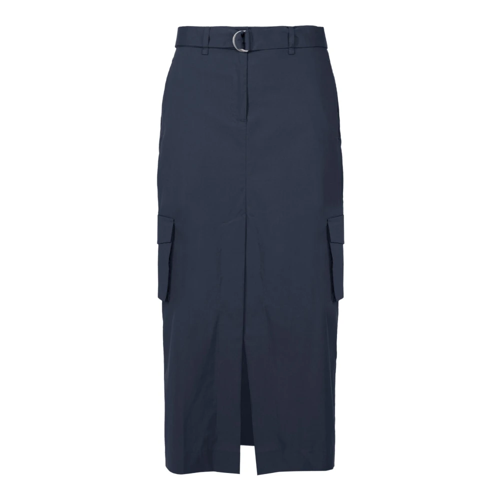 Bomboogie Women's Blue Midi Skirts, Xs, Cotton Blend Midi Cargo Skirt