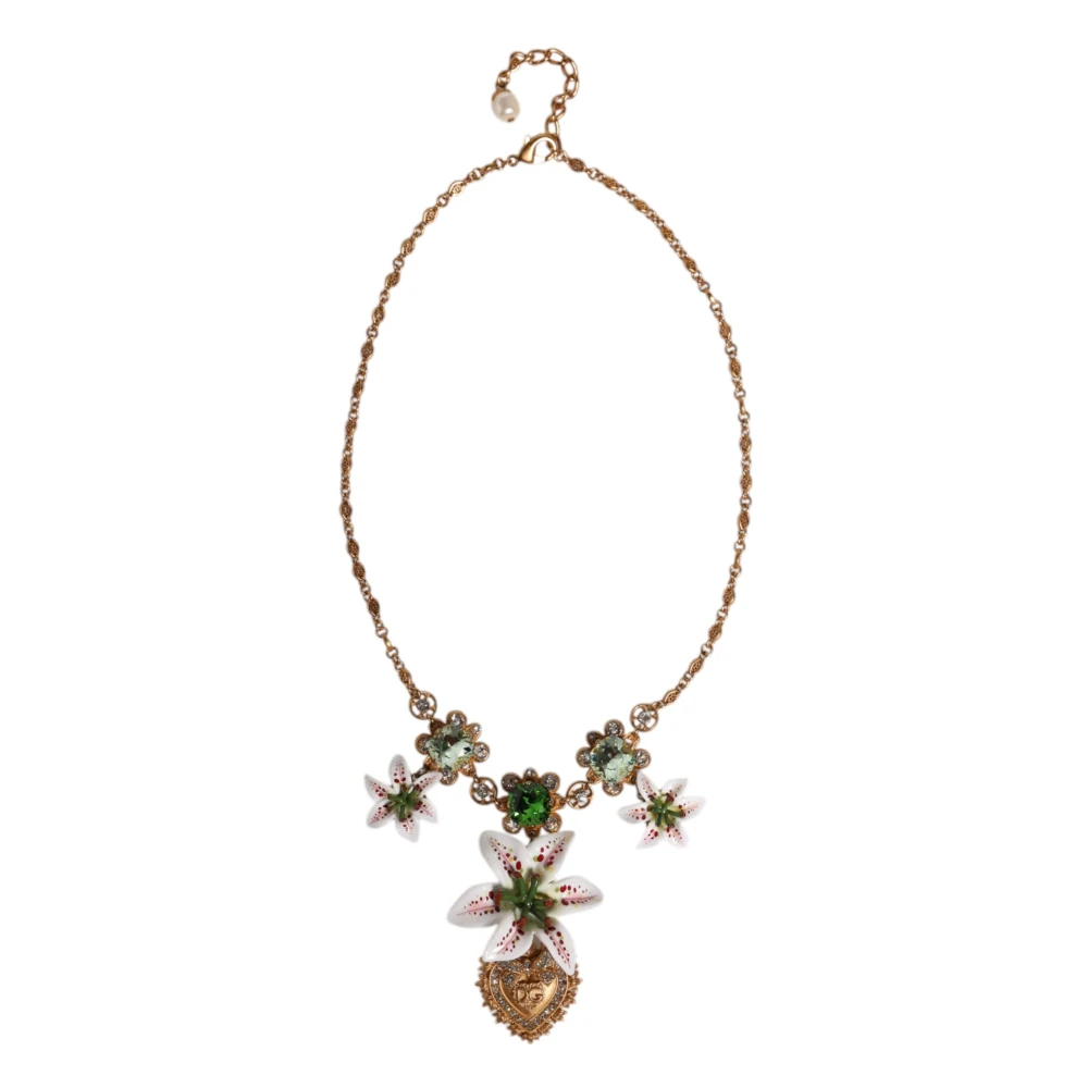 Dolce & Gabbana Women's Gold Lily Crystal Pendant Necklace