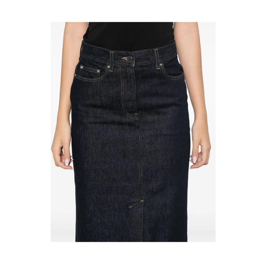 Loulou Studio Denim Rok met Contraststiksels Blue Dames