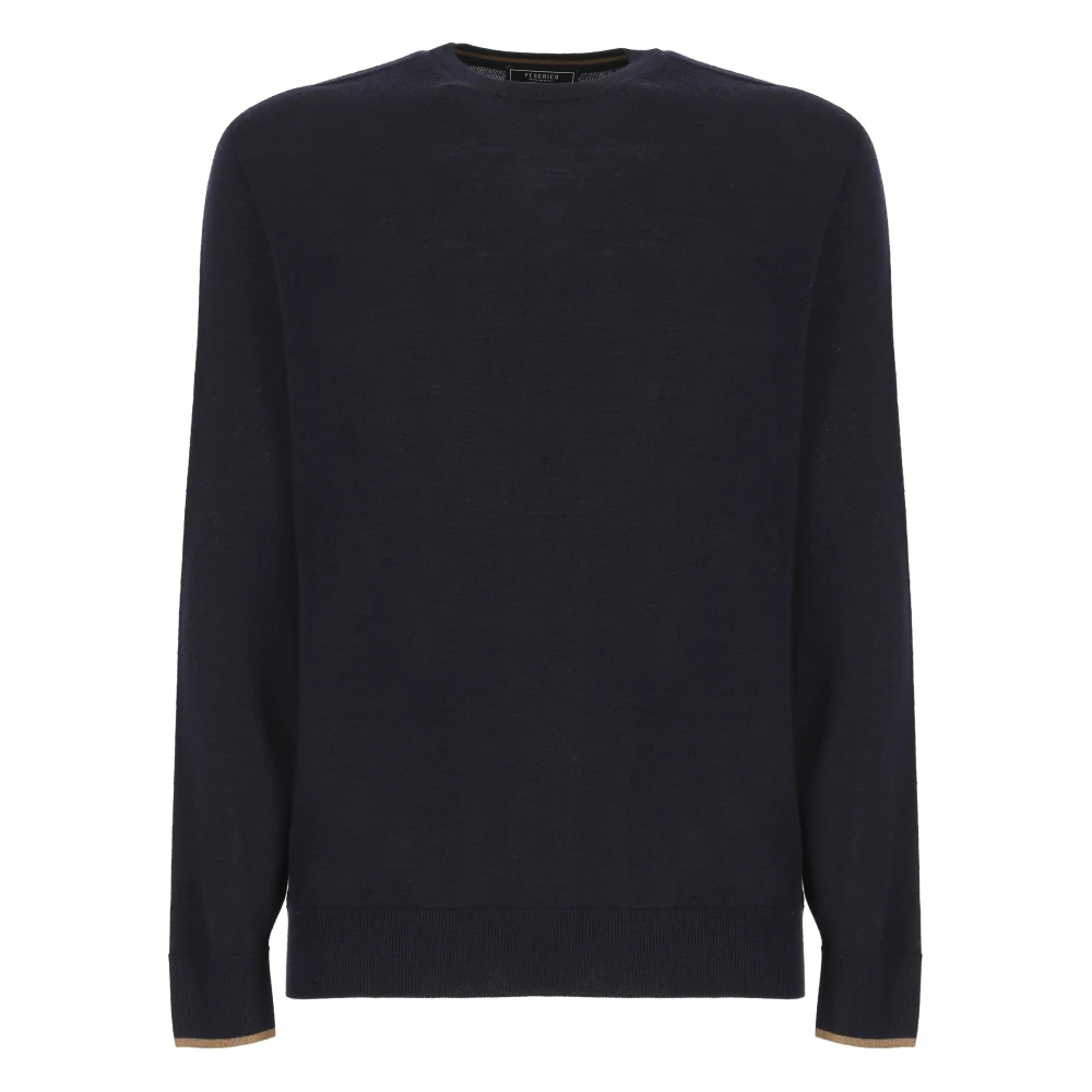 PESERICO Blauwe Wol Crewneck Sweater Blue Heren