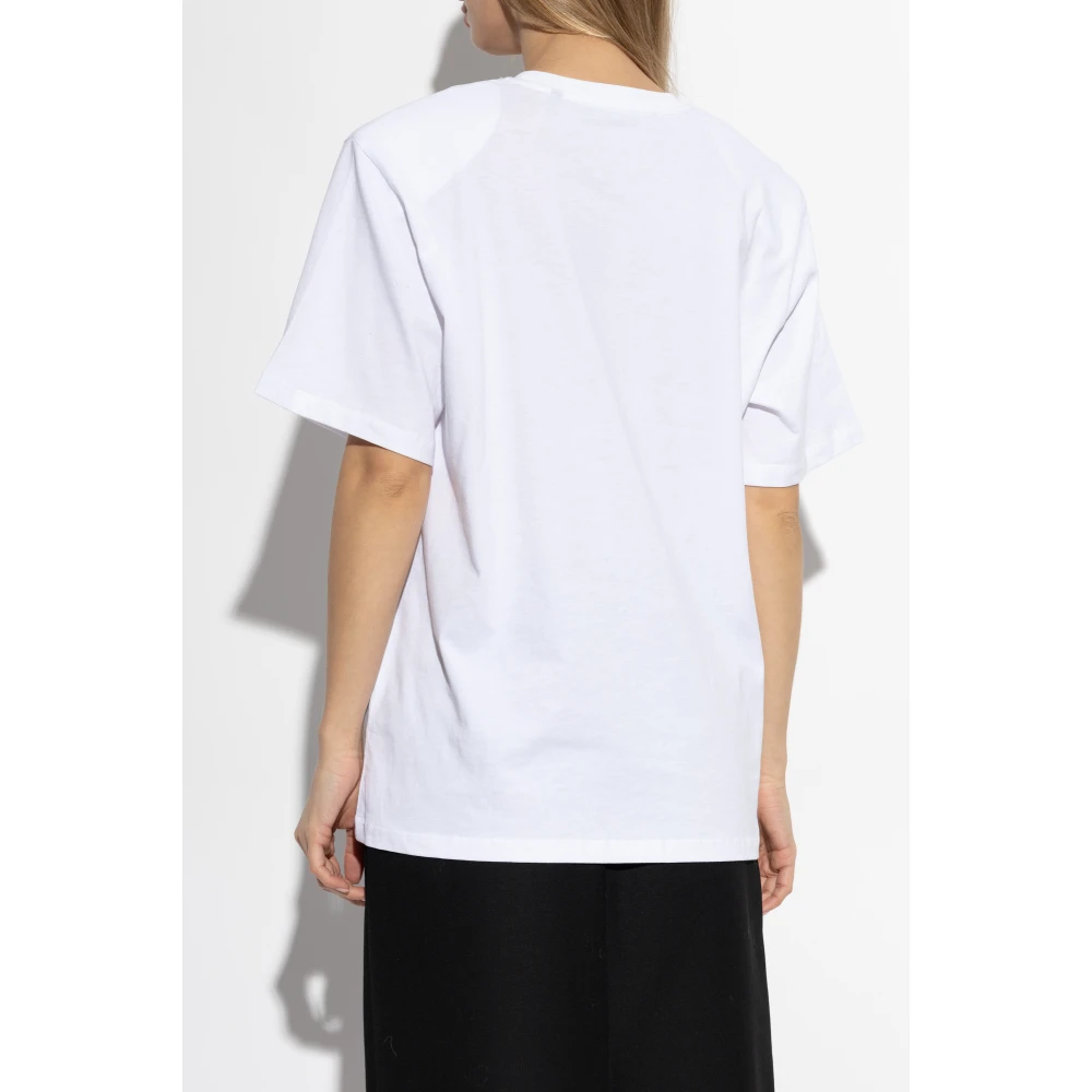 Rotate Birger Christensen T-shirt met Afneembare Schoudervullingen White Dames