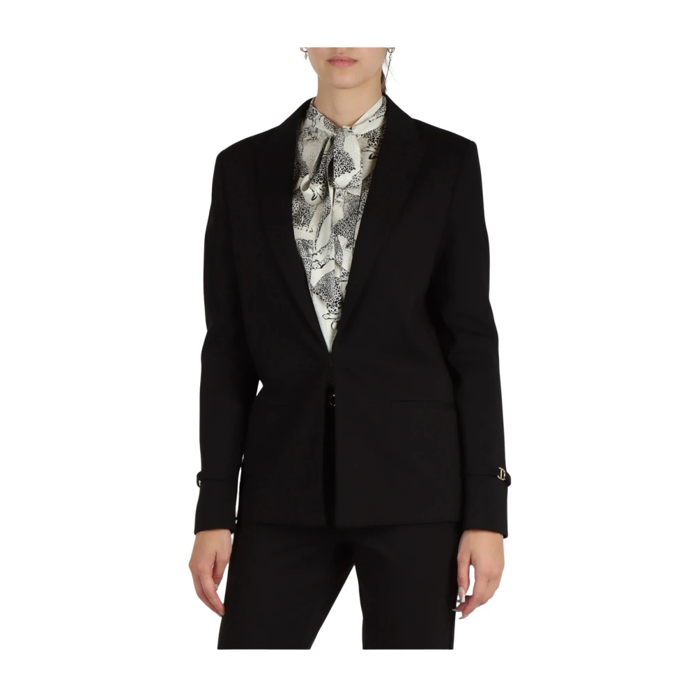 Twinset Logo Plaque Viscose Jacket Black Dames