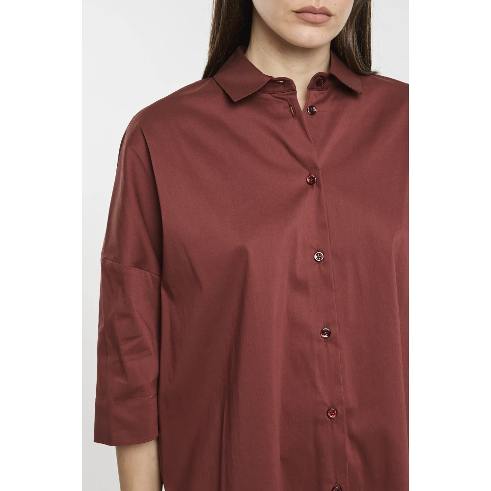 Semicouture Asymmetrische Popeline Overhemd Brown Dames