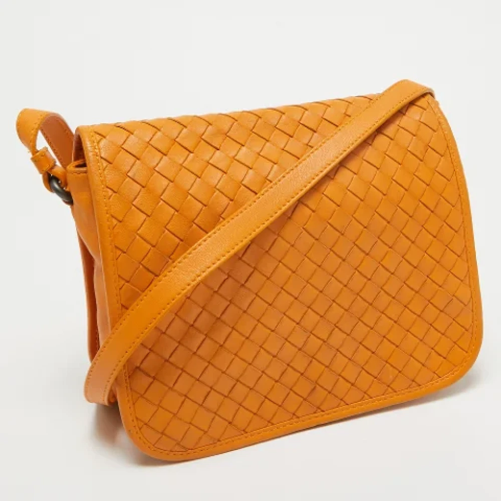 Bottega Veneta Vintage Pre-owned Leather crossbody-bags Orange Dames