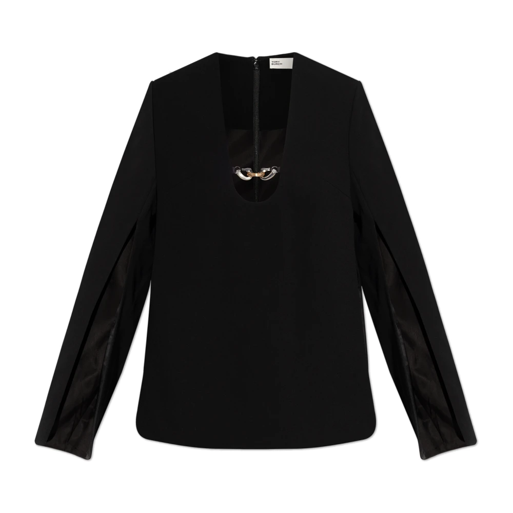TORY BURCH Lange mouwen top met split Black Dames