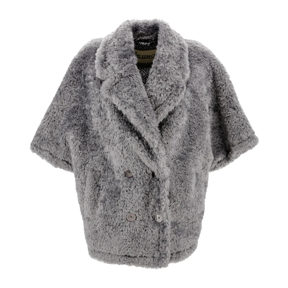 Herno Schapenvacht Double-Breasted Grijze Jas Gray Dames