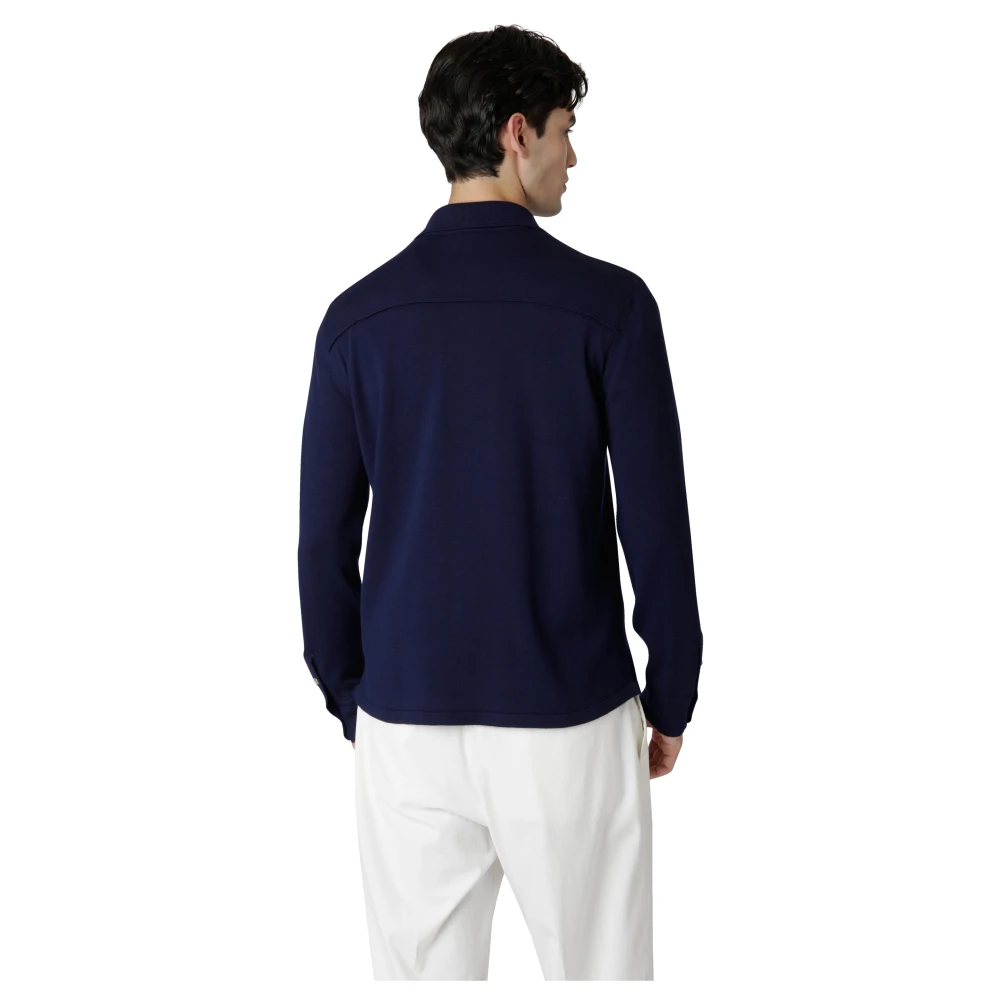Eleventy Gebreide Shirt Texas Wol Blue Heren