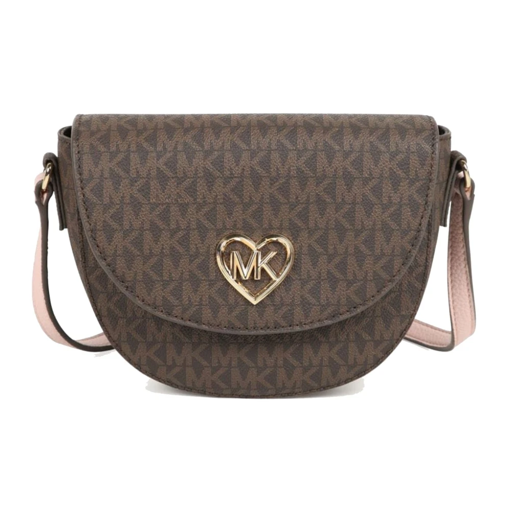 Michael Kors Mini Crossbody tas met Monogram Print Brown Dames