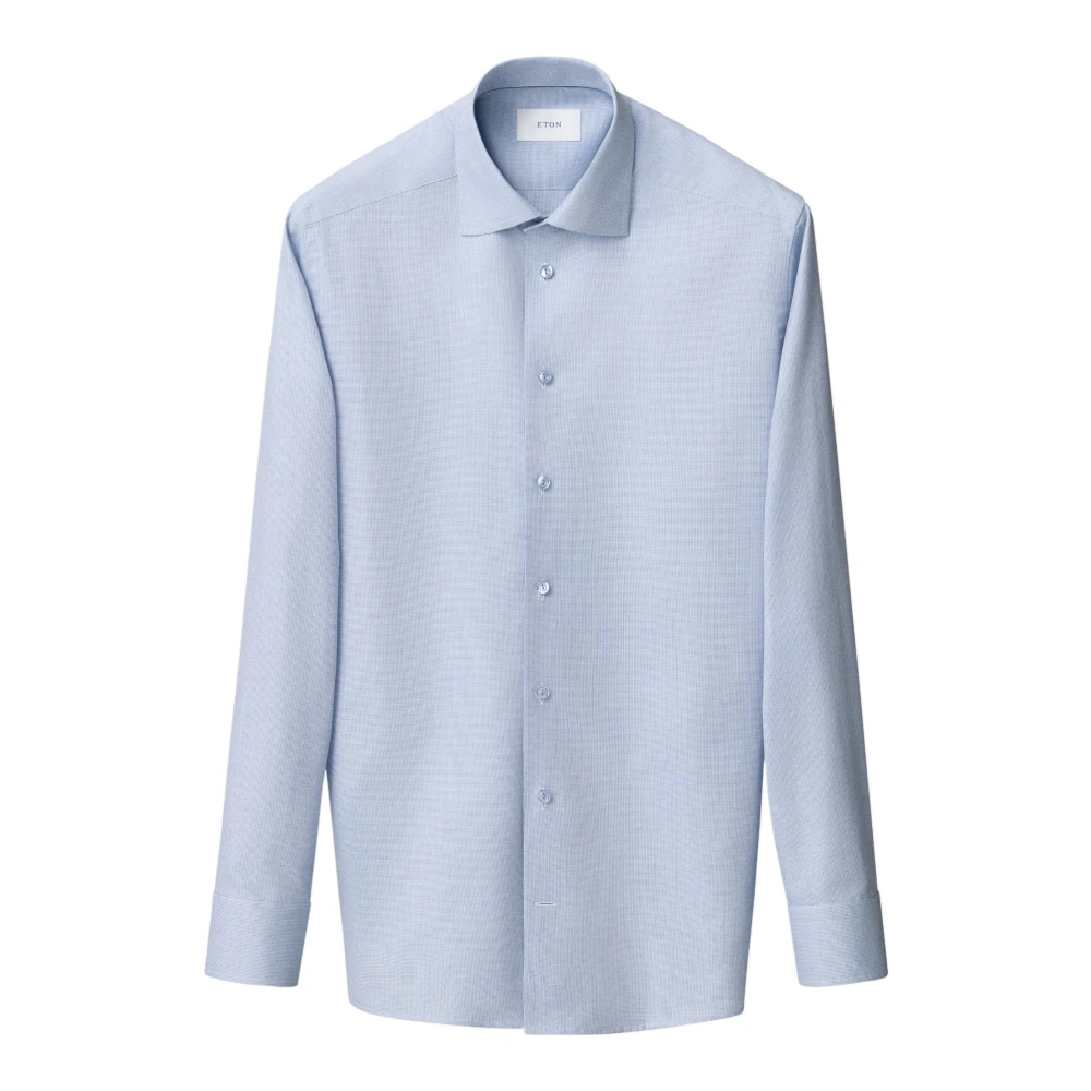 Eton Mannelijk Blauw Overhemden Heren, 3XL, Katoen, Contemporary Fit Semi Solid Signature Twill Overhemd