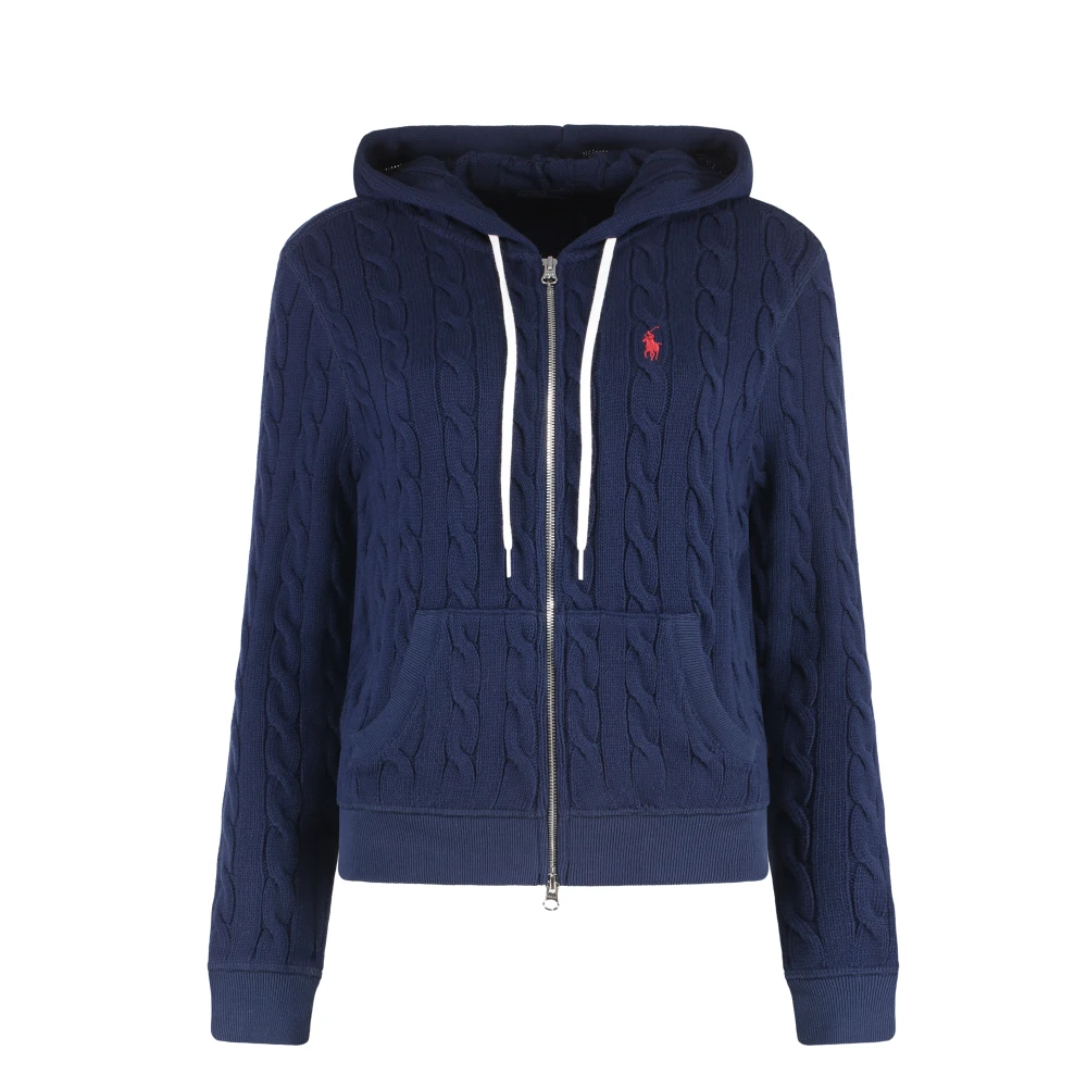 Polo Ralph Lauren Katoenen vest met capuchon en zakken Blue Dames
