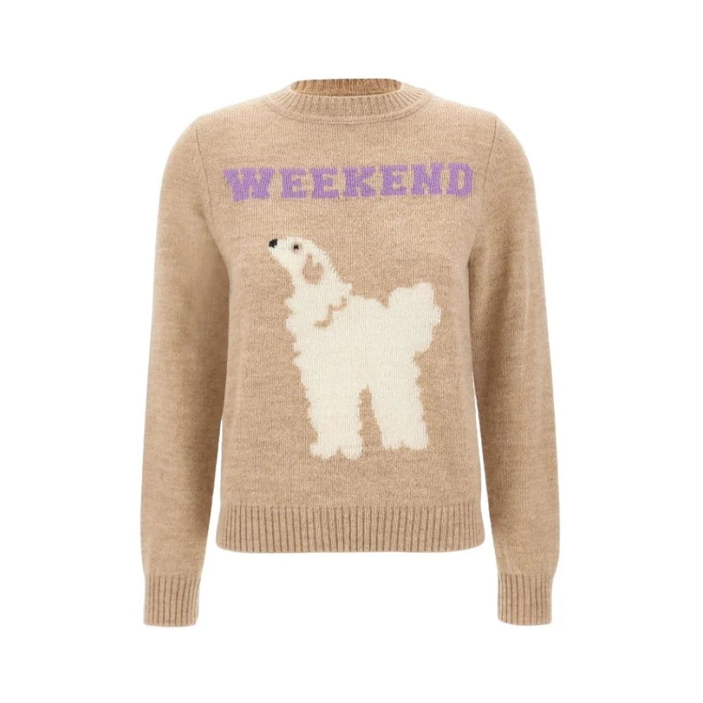 Weekend Alpaca en wol ronde hals trui Beige Dames