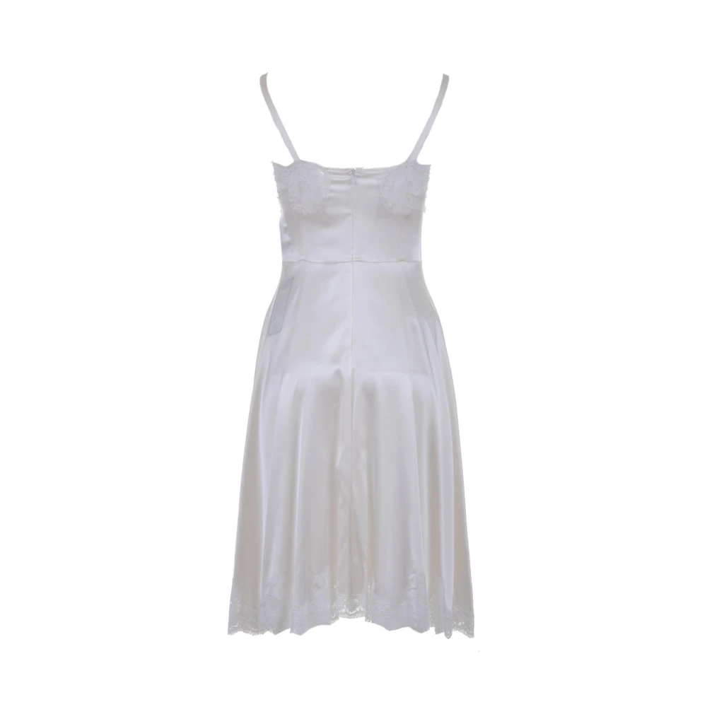 Dolce & Gabbana Kanten Halflange Jurk voor Vrouwen White Dames