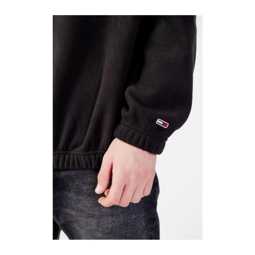 Tommy Jeans Zwarte Polyester Hoodless Sweatshirt Black Heren