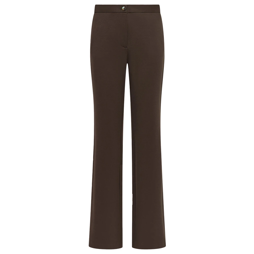Maliparmi Comfortabele Jersey Broek Brown Dames